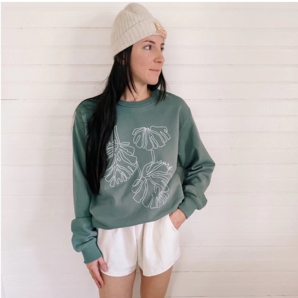 Post surf Collective Monstera Plant Crewneck
Pullover Sweatshirt Size Large